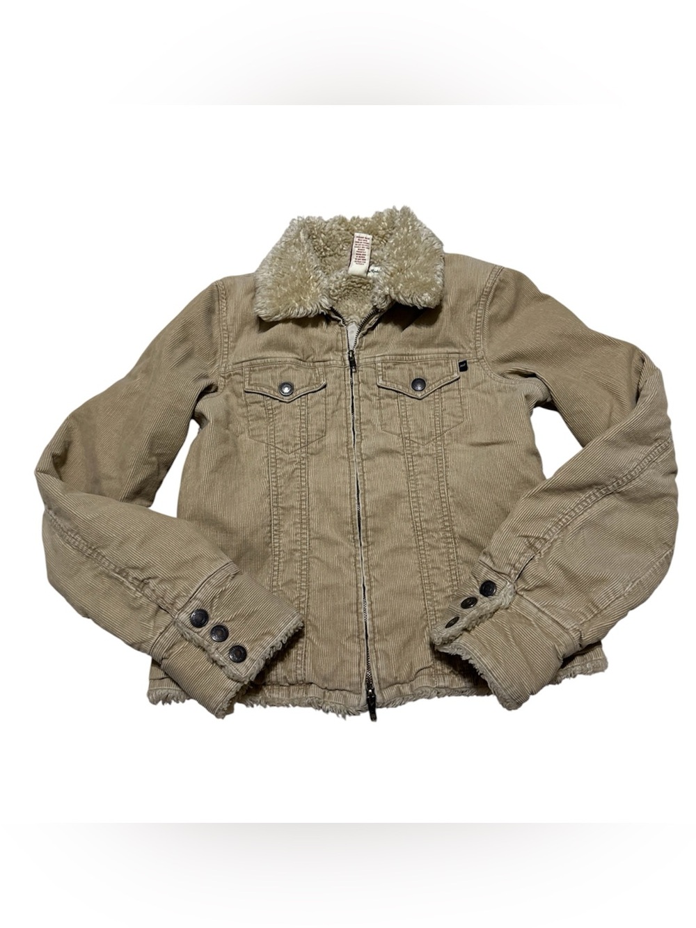 Vintage Abercrombie & Fitch Corduroy
Faux Fur Trim Jacket Y2K Size Medium